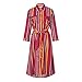 Women’s Stripe Midi Dress – Ladies Long Sleeve Tunic Shirt Dresses with Belt – Colorful Work Loose Dressthumb 4