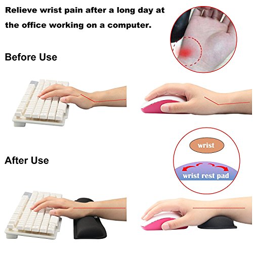 Timedmall Keyboard Wrist Rest Pad and Mouse Wrist Rest Support Mouse Pad for Computer and Laptop Mac Durable Comfortable Lightweight Non Slip Pad For Easy Typing Pain Relief Office Home Use