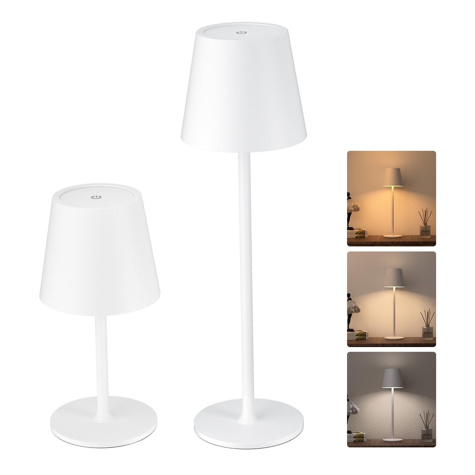 Photo 1 of JACKYLED Cordless Table Lamps Rechargeable, 3 Adjustable Height, 5000mAh Battery Operated, 3 Colors Smooth Dimming, Portable LED Waterproof Table Lamp for Dining, Bedroom, Outdoor (2 Pack)