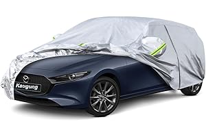 Kaugung 6 Layers Car Cover Custom Fit Mazda 3 Hatchback from 2003 to 2025,Waterproof Car Cover All Weather for Automobiles Outdoor Indoor with Zipper Door, Sun Rain Dust Snow Protection.
