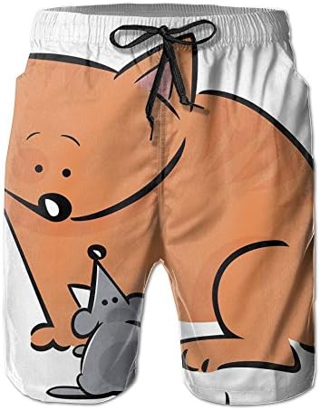 Mens Awesome Cartoon Cat Mouse Board Shorts