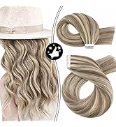 Moresoo Tape in Human Hair Extensions 20 Inch Highlighted Hair Extensions Brown to Blonde Tape in...