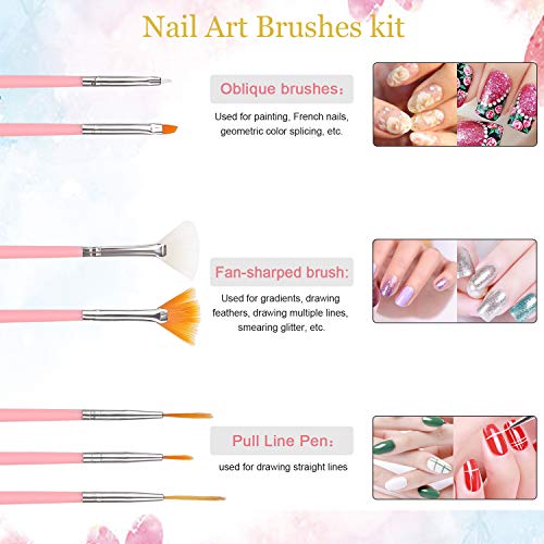Nail Art Supplies Nail Art Design nail art tools including Nail Painting Brushes, Nail Dotting Tool, Nail striping tape, Color Rhinestones for Nails - Thumbnail 2