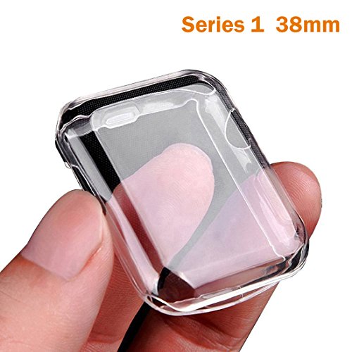 Apple Watch 1 Case, ZAOX iWatch TPU Screen Protector All-Around Protective 0.3mm HD Clear Ultra-thin Full Cover for Apple Watch Series 1 (38mm) (Clear)