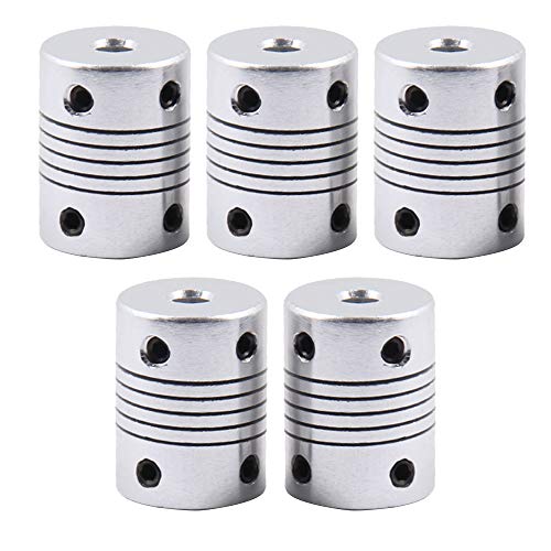 Saiper Flexible Couplings 5mm to 5mm (5pcs) Aluminum Alloy Joint Connector Compatible with NEMA 17 Stepper Motors, RepRap 3D Printer or CNC Machine, 3D Printer Accessories