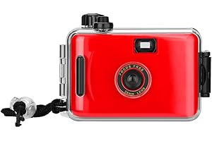 FUNVIEW 35mm Reloadable Waterproof Film Camera for Snorkeling, Manual Exposure, Without Film，Reusable，Easy to Use（Red）