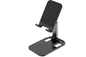 Phone Stand for Desk, Adjustable Phone Stand Office Computer Accessories for iPhone 16 Holder Switch Kindle iPads(Black)