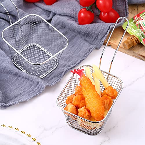 24 Pcs Mini Square Fry Basket Stainless Steel French Fries Holder Deep Fryer Baskets Only Square