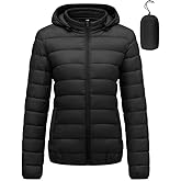 KVE Women's Hooded Packable Ultra Light Coat Warm Short Puffer Jacket