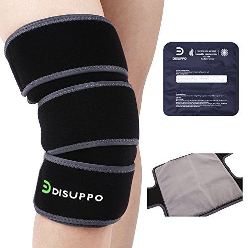 Cold & Hot Therapy Compression Recovery Knee Wrap (Included Gel Packs) Relief Sports Strains, Swelling, Arthritis, ACL, Meniscus, Osteoarthritis Sting-Free Cold & Adjustable By DISUPPO