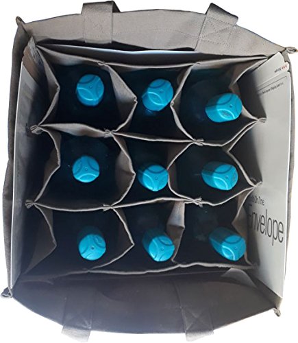 KVR natural Jute burlap wine beer carrier bottle bag with option to use as lunch bag (9 Bottle Bag, Grey- cotton fabrics)