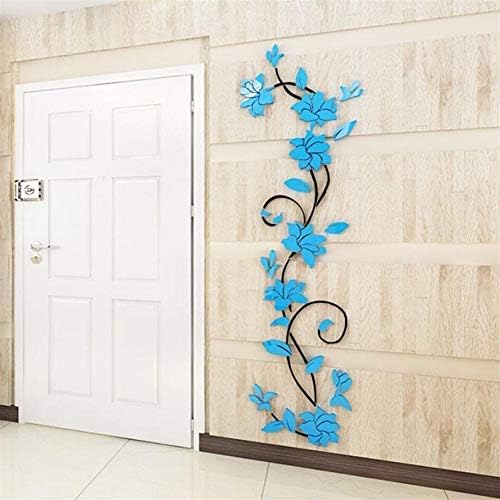 Shengdasm DIY Wall Stickers, 3D Vase Flower Tree Decals for Bedroom Home Decor (Color : Sky Blue, Size : 24x80cm)
