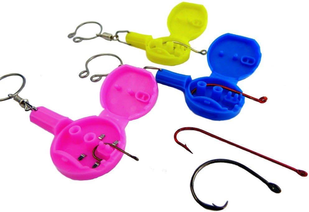 Hook-Eze Fishing Tool (Blue) Hook Tying & Safety Device + Line Cutter - Cover Hooks on 2 Poles & Travel Safely fully rigged. Multi function Fishing Device : Sports & Outdoors