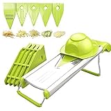 ZeaLite Premium V-Blade Stainless Steel Mandoline Food Slicer Cutter - Fruit and Vegetable Slicer - Food Slicer - Vegetable Cutter - Cheese Slicer - Vegetable Julienne - Includes 5 Different Inserts
