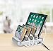 Merkury Innovations 4.8 Amp 4-Port USB Charging Station Fast Charge Docking Station for Multiple Devices - Multi Device Charger Organizer - Compatible with Apple iPad iPhone and Android (White/Silver)