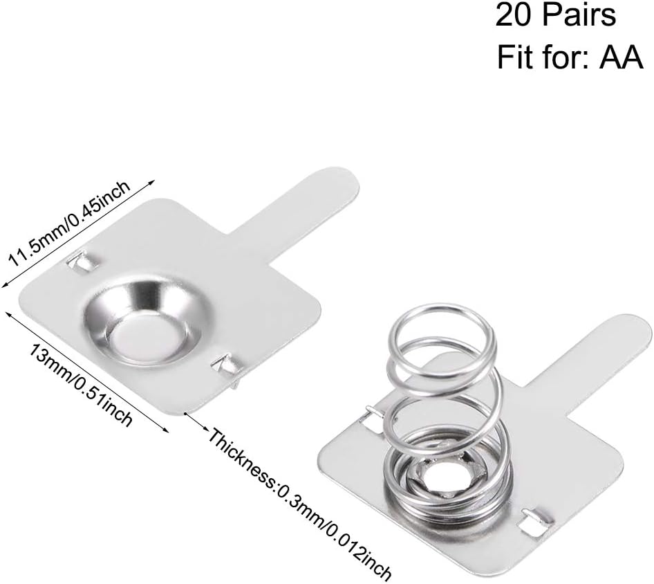 sourcing map 20 works AA Battery Positive Negative Conversion Spring Contact Nickeling Plate 13.0mmx11.5mm - Image 3