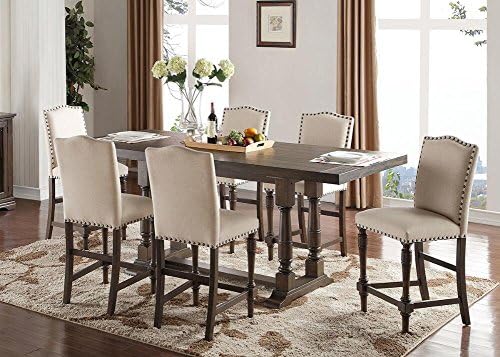 Amazon Com The Roomplace Riley 7 Pc Dining Room Set With Upholstered Chairs Table Chair Sets