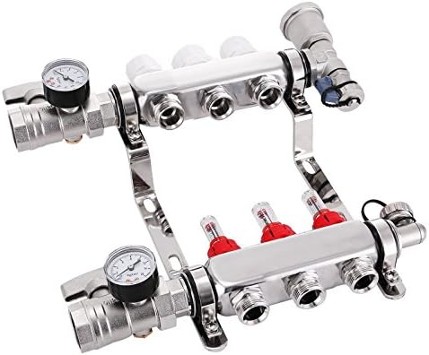 SucceBuy Radiant Floor Manifold 3 Loop PEX Radiant Floor Heating Manifold Stainless Steel PEX Radiant Floor Heating 1/2 Inch
