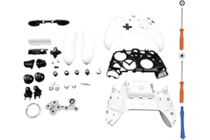 Hzxkqmil Replacement Housing Shell Full Set for Xbox One S/X Controller (Model 1708), DIY Faceplate Case Cover Middle Bracket Side Rails Buttons Accessories Parts, White