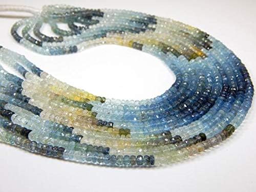 Beads Gemstone Multi Moss Aquamarine Rondelle Beads 100 Persent Natural Gemstone Size 4.4x4.mm 13 Inch Long Inches Strand. Code-HIGH-41698