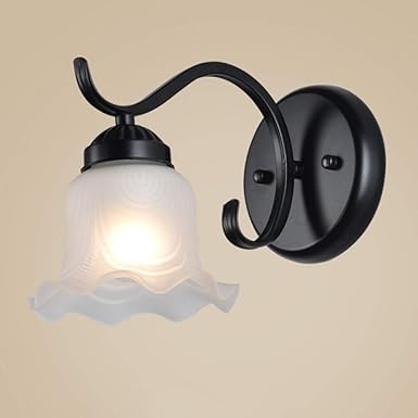 LGOO1 Eine luxuriöse und elegante Schmiedeeisen Glaswandleuchte Black