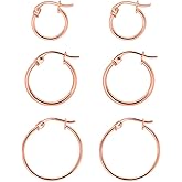 SEA OF ICE 925 Sterling Silver Hoop Earrings for Women - Hypoallergenic Earrings for Women in Sterling Silver, Yellow Gold, Rose Gold or Black Rhodium | Sizes 12MM, 15MM, 20MM or Multipack