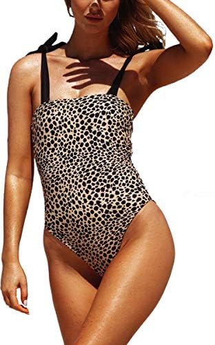 CinShein Women's Knot Leopard Bikini Strap Floral Print Bandage Bathing Suit One Piece Monokini Swimsuits