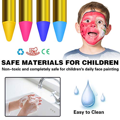 ThinkMax Face Paint Crayons for Kids, 32 Colors Body & Face Painting Kit, Safe for Sensitive Skin, Great for Halloween, Birthday, School Party