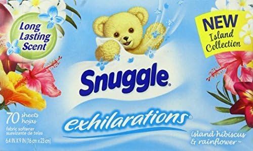 Snuggle Exhilarations Fabric Softener Dryer Sheets, Island Hibiscus & Rainflower, 70 Count (Pack of 3)