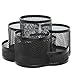 MyGift Rotating Black Metal Mesh Desktop Office Supplies Caddy with 7 Compartment for Pens, Pencils, Scissors and Accessories (Black)