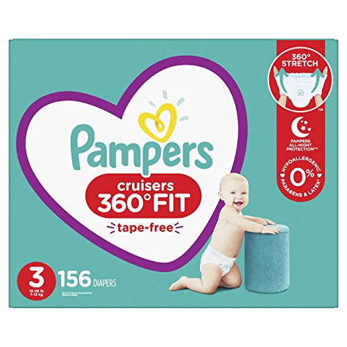 Diapers Size 3, 156 Count Pampers Pull On Cruisers 360 degree Fit