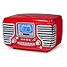 Crosley CR612D-RE Corsair Retro Am/FM Dual Alarm Clock Radio with CD Player and Bluetooth, Red