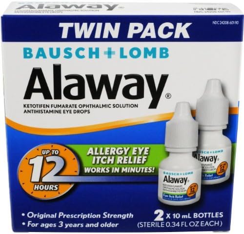 Bausch + Lomb Alaway Antihistamine Eye Drops 2 Pack 0.68 OZ - Buy Packs and SAVE (Pack of 3)