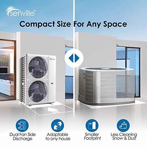 Senville 4 Ton Central Air Conditioner Heat Pump Split System, 48,000 BTU, Inverter, Variable Speed, 10KW AUX, 208/230V