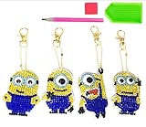 5D DIY Key Chains Diamond Painting Paint by Numbers KitsFull Drill Rhinestone Mosaic Making Decorative Props for Bags,Phone Straps(4 Pack)