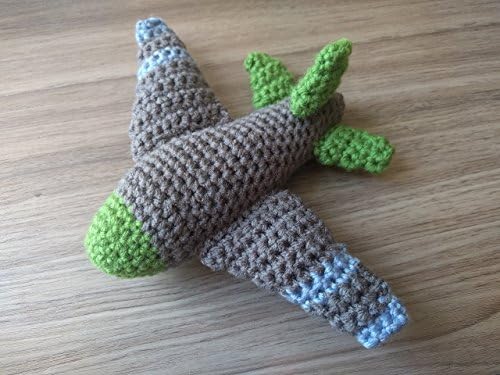 Plane Rattle Toy HANDMADE in the U.S.A, 7 inch Plush Airplane Rattle for Baby Boy, Newborn Baby Aviator Pilot Photo Prop, Newborn Infant Baby Toy