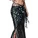 Belly Dance Accessories Shining Triangle Crochet Coins Sequins Hip Scarf with Tassel Dance Hip Wraps