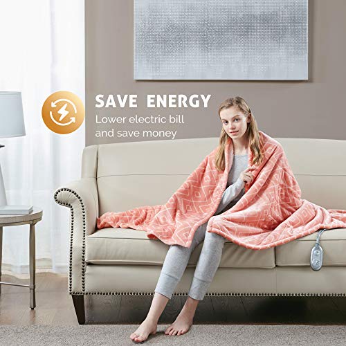 Hyde Lane Sherpa Heated Blanket Diamond Blush Luxury 60x70