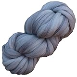 Living Dreams SUPER ZIPPY Hand Dyed Extra Bulky Wool Roving Yarn for Knitting Crochet Weaving & Boho Wall Art. Made in USA. Silver
