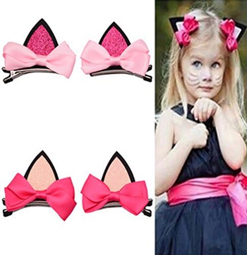 Finecase Baby Girl's Kitty Cat Ears Hairpin Hair Bow Clips, Kids Hairpin Party Supplies Birthday gift for Girls