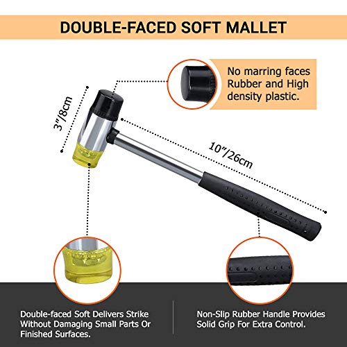 Wood Handle Rubber Mallet Hammer 5 Piece Set 8Oz, 16Oz & 32Oz Mallets