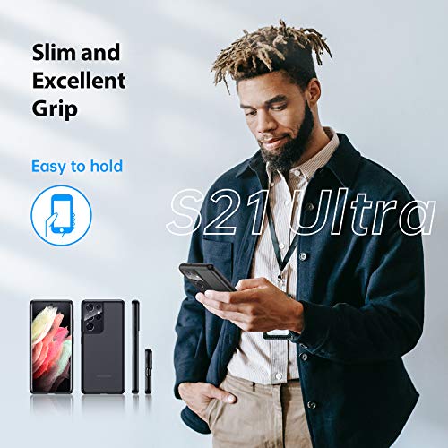 Facbiny Compatible with Samsung Galaxy S21 Ultra Case, [Military Grade Drop Protection][Intoxicating Touch] Translucent Shockproof Matte Phone Case with Soft Edges, Black