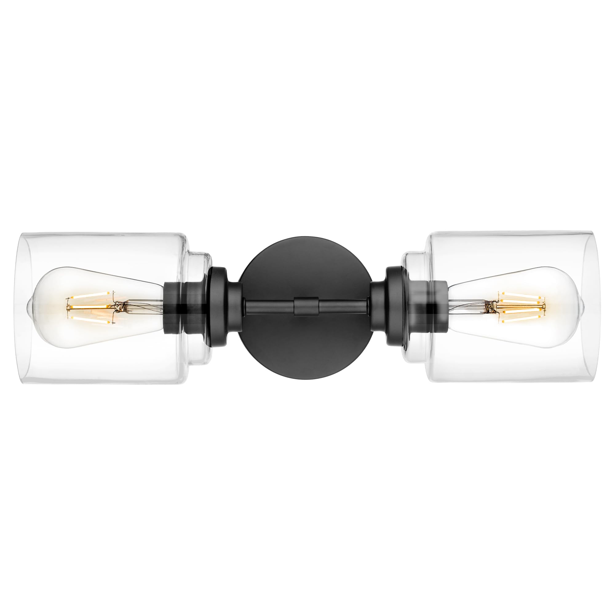 Photo 1 of AUTELO Black Bathroom Light Fixtures, 2-Light Vanity Lights in Black Finish with Clear Glass, 18 Inch Vanity Lighting Fixtures, Industrial Wall Sconces for Bathroom, W7010-2 BK