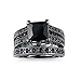 WensLTD 2-in-1 Womens Vintage White Diamond Silver Engagement Wedding Band Ring Set