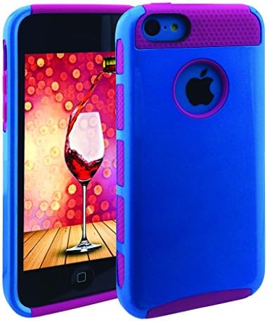 iPhone 5c Case, KYAL (TM) SHOCK ABSORPTION / HIGH IMPACT RESISTANT Full Body Hybrid Armor Case for Apple iPhone 5c - Bonus Stylus Pen and Screen Protector - Blue on Hot Pink