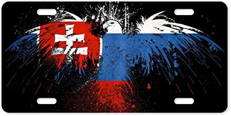 Metal License Plate Cover Grunge Slovakia Flag Aluminum License Plate 12" x 6"