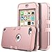 ULAK iPod Touch 7 Case, 3 in 1 Hard PC Case with Shockproof Silicone Interior Heavy Duty High Impact Dual Layer Protective Case for Apple iPod Touch 7th/6th/5th Generation (Pink)