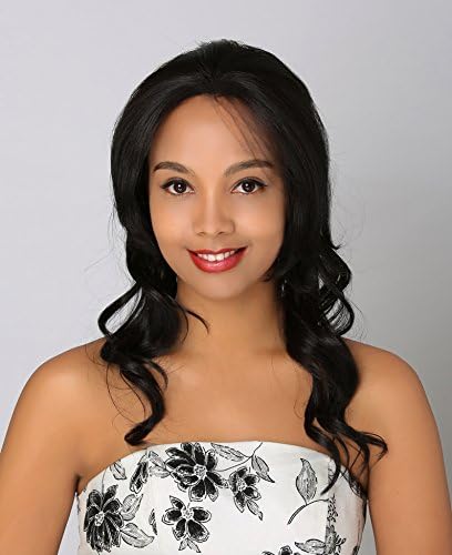 Premium Beauty Lace Front Wig for Women - Black Soft Wave Curly Wigs - Heat Resistant - Glueless Lace Front Wigs (SALINA)