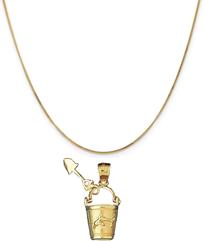 14k Yellow Gold Pail and Shovel Pendant on a 14K Yellow Gold Curb Chain