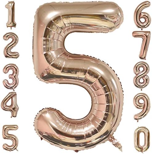 1973 OI 40 Inch Number Large Balloons Rose Gold Mylar Foil Number 5 Big Helium Balloon Birthday Party Decoration